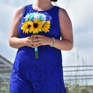 Sleeveless Blue Lace Dress
